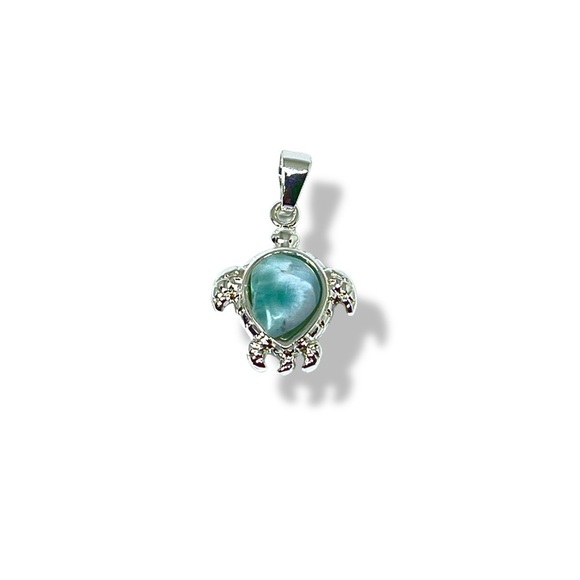 Jewelry - Larimar Stone Sterling Silver Turtle Pendant